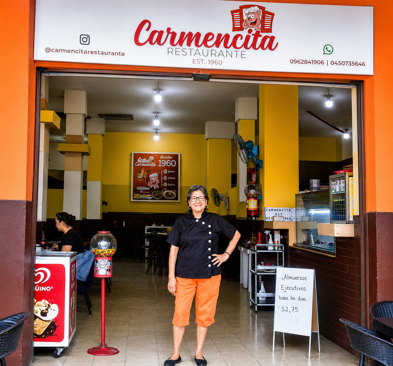 Carmen, propietaria de Carmencita Restaurante, en su local de Guayaquil