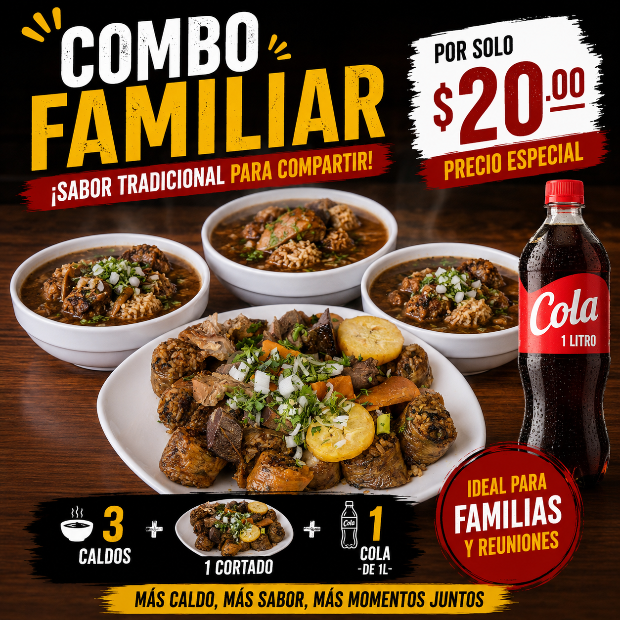 Combo familiar servido en Carmencita Restaurante